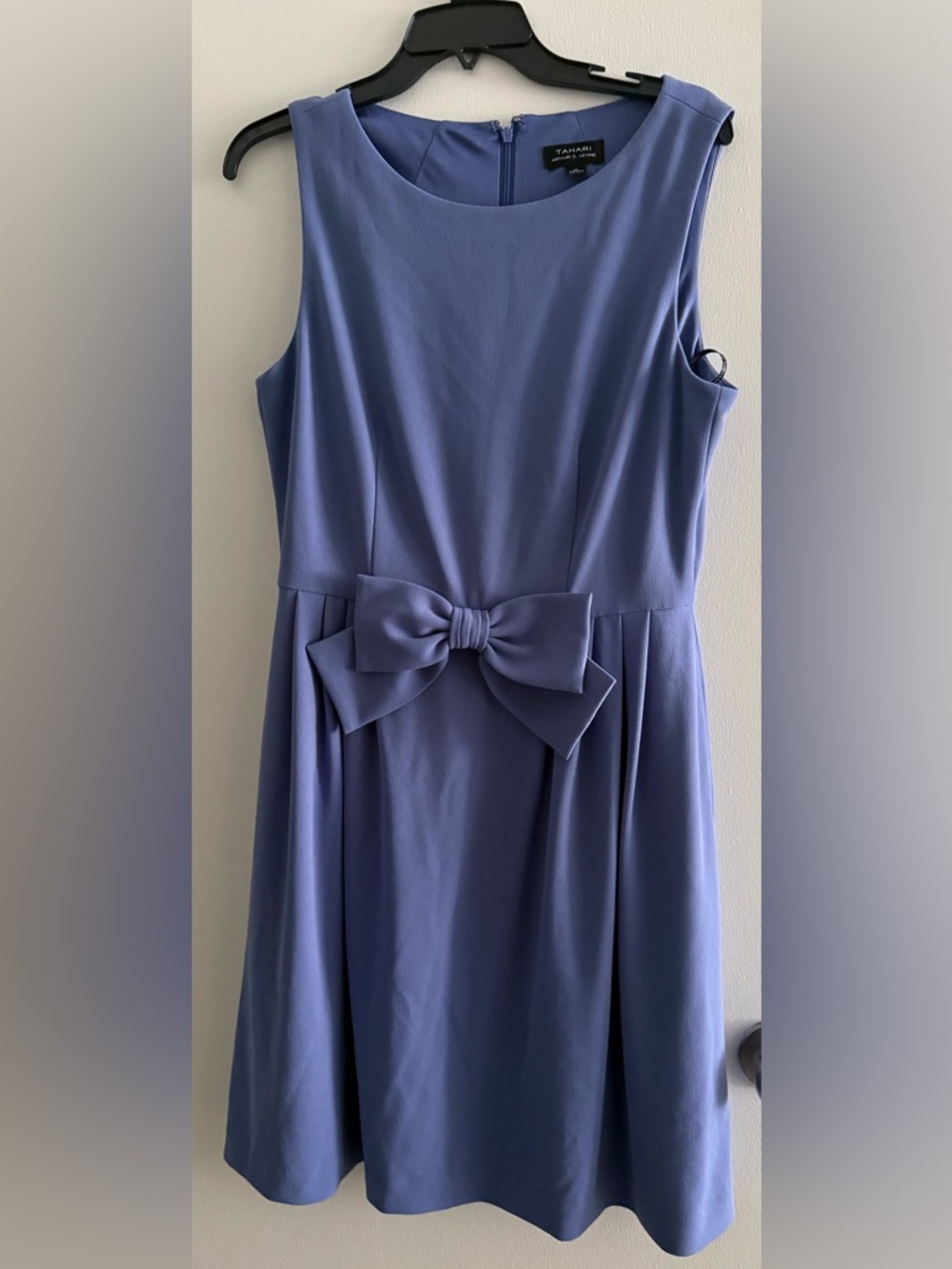 Tahari Periwinkle Bow-Front Sleeveless Dress